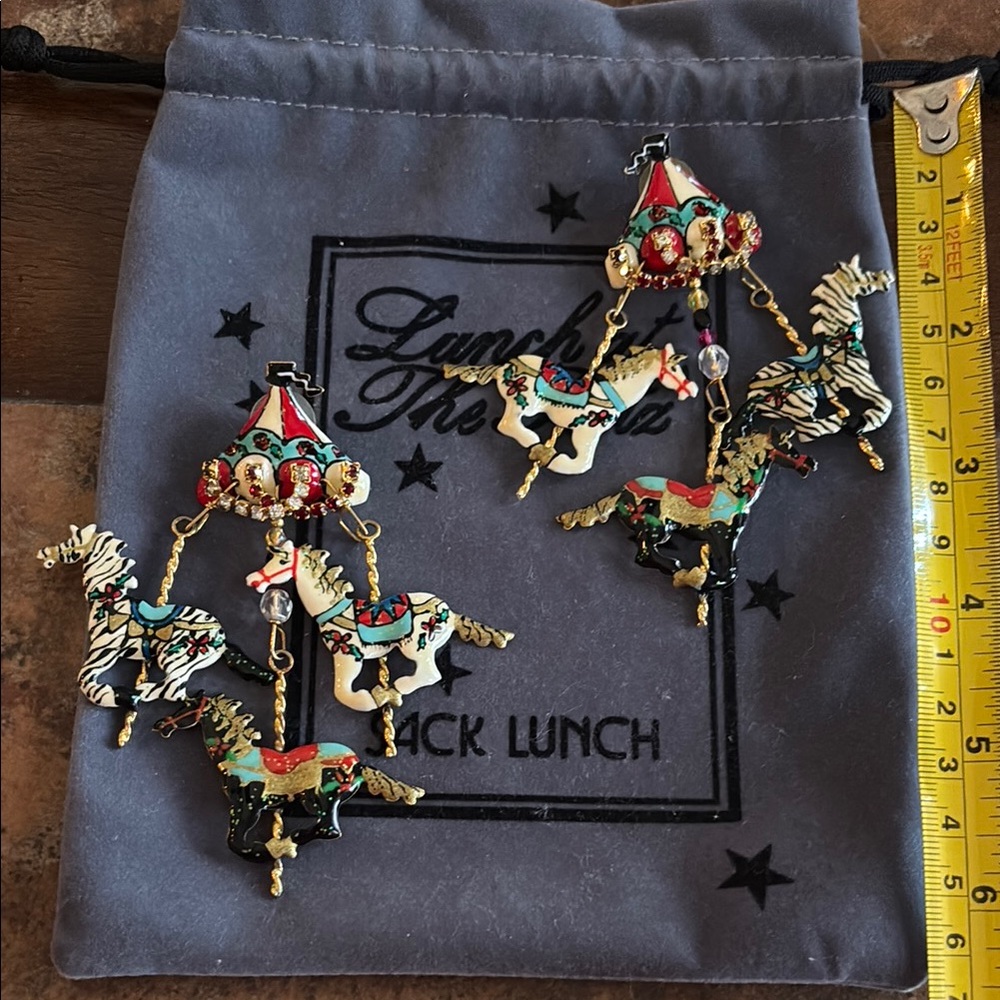 Lunch At The Ritz CAROUSEL HORSES post Earrings - Picture 4 of 12